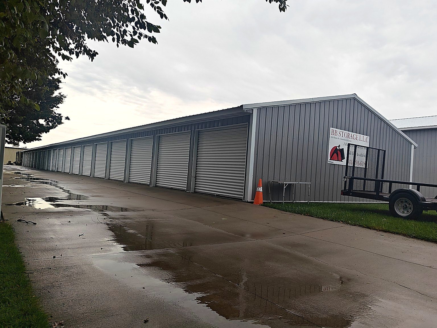 Erwin Drive storage building with BB Storage LLC sign